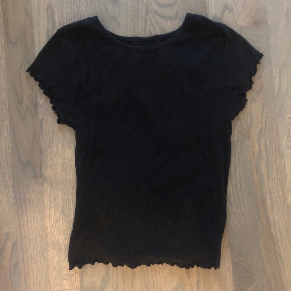 Black Lettuce Trim Top